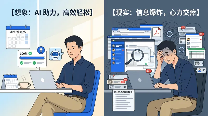 AI 加持我的办公后，活没变少，只是换了一种忙法：普通打工人的真实处境