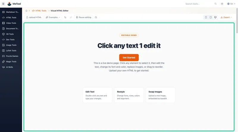 上线可视化 HTML 编辑器：AI 出码后的最后 10%，别再用对话改一个字了